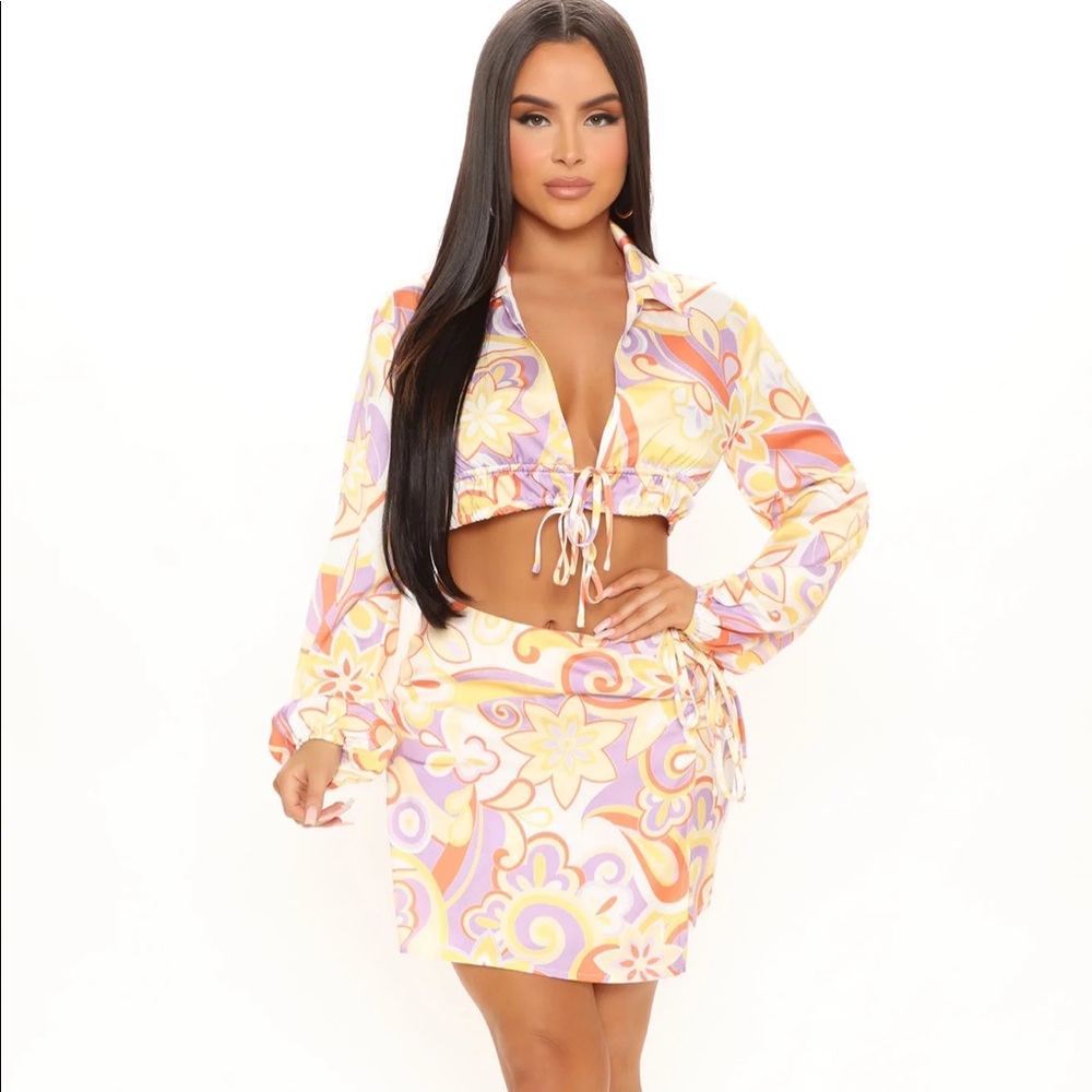 NWT Groovy Crop Top and Mini Skirt Set
